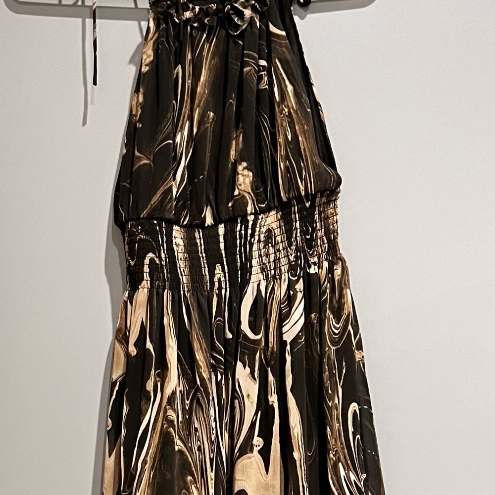Banana Republic Ruffle Cutaway Maxi Dress Smocked Waist
